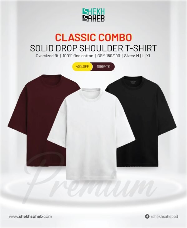 Solid Drop Shoulder – White, Merron, Black