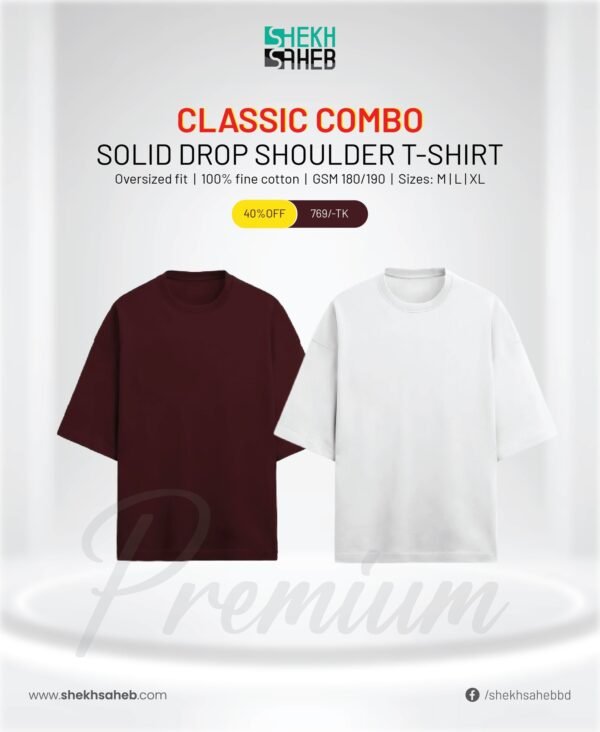 Solid Drop Shoulder – White, Marron